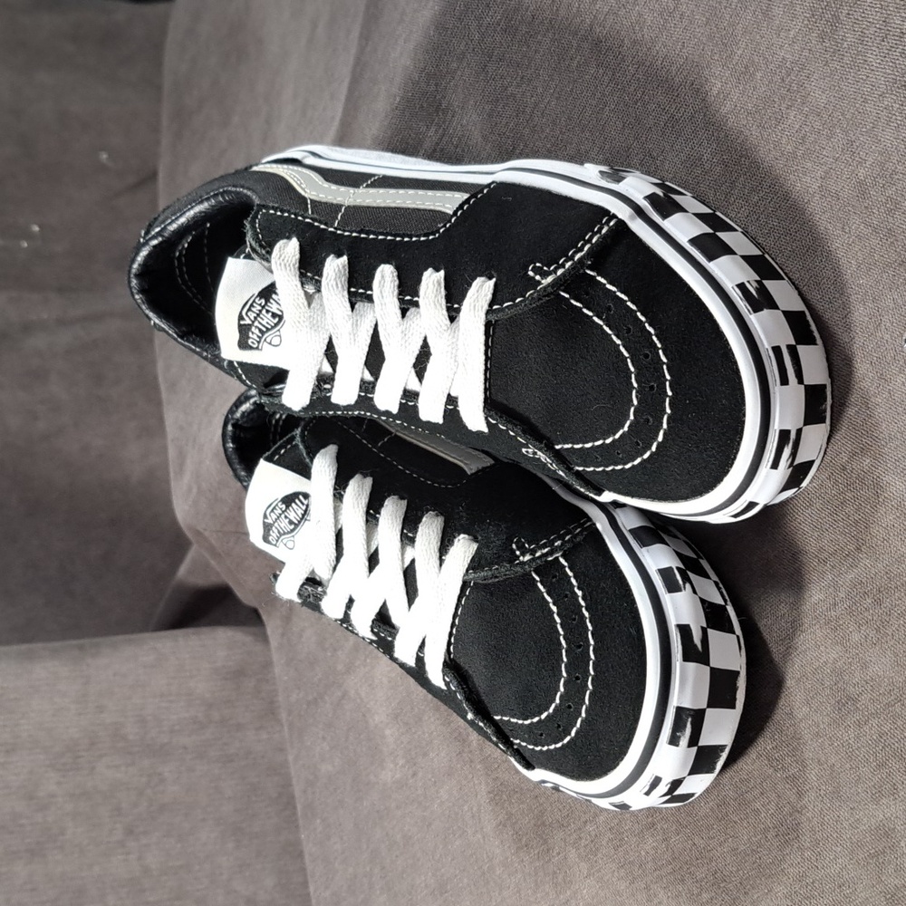 Vans Sk8-Low Black Reflective Side Stripe Suede Canvas Sneakers VG- US J3.5 W5